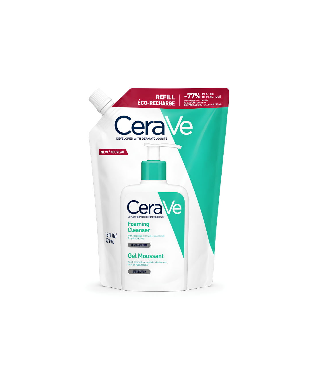 CeraVe Éco-Recharge Gel Moussant (Peaux Normales à Grasses) – 473 ml