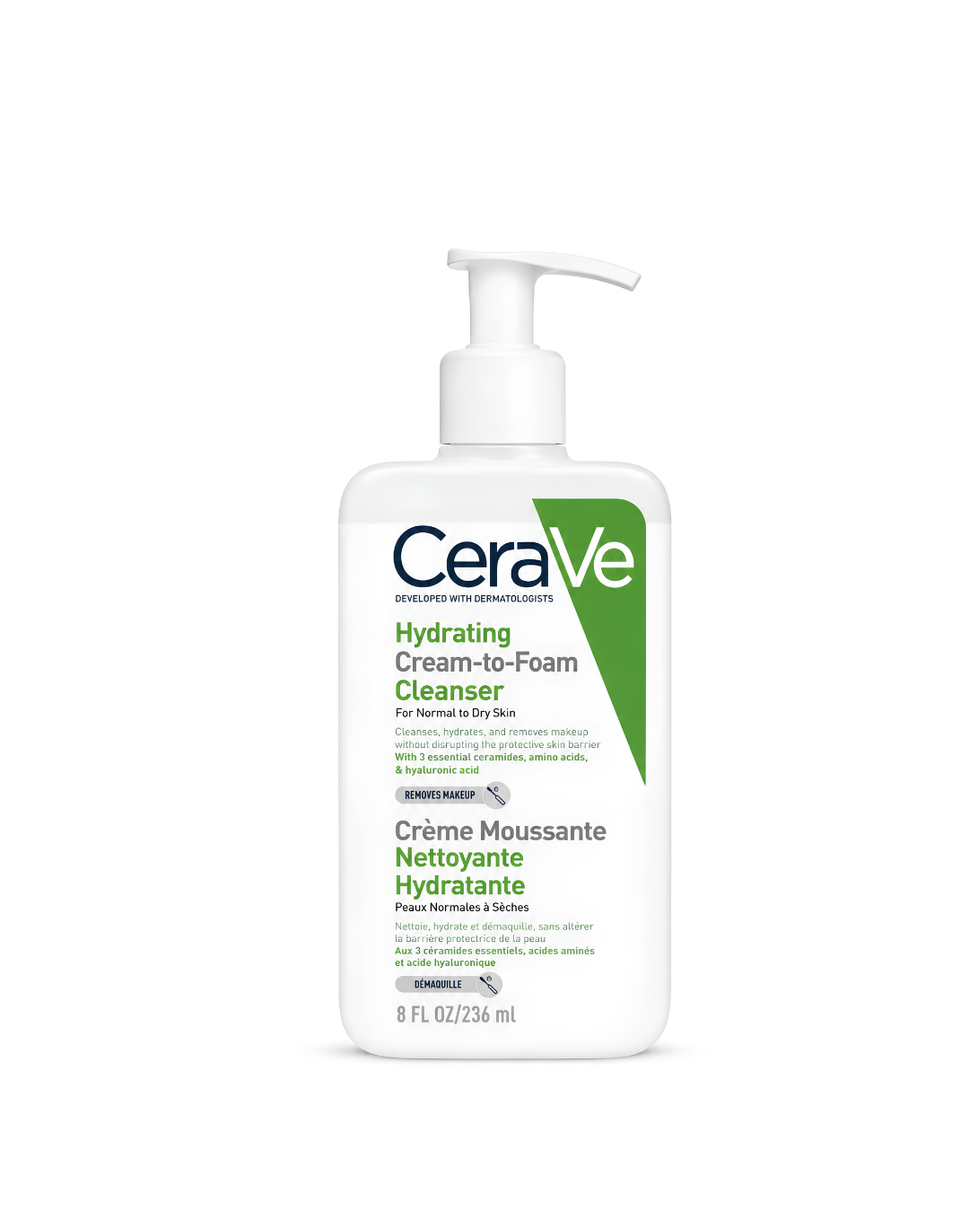 CeraVe Crème Moussante Nettoyante Hydratante (Peaux Normales à Sèches) – 236 ml