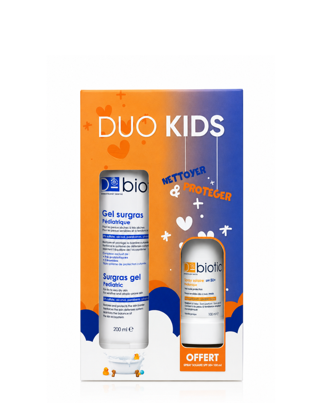 Dermabiotic Duo Kids – Gel Surgras Pédiatrique & Spray Solaire SPF 50+ Offert