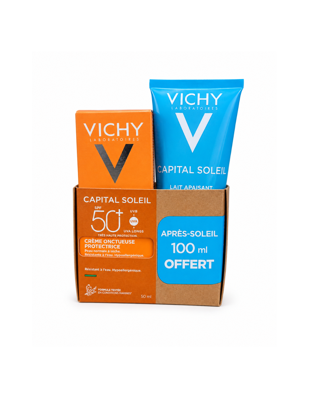 Vichy Capital Soleil Set Protective Velvety Cream SPF 50+ (50ml) & Free Soothing After-Sun Milk (100ml)