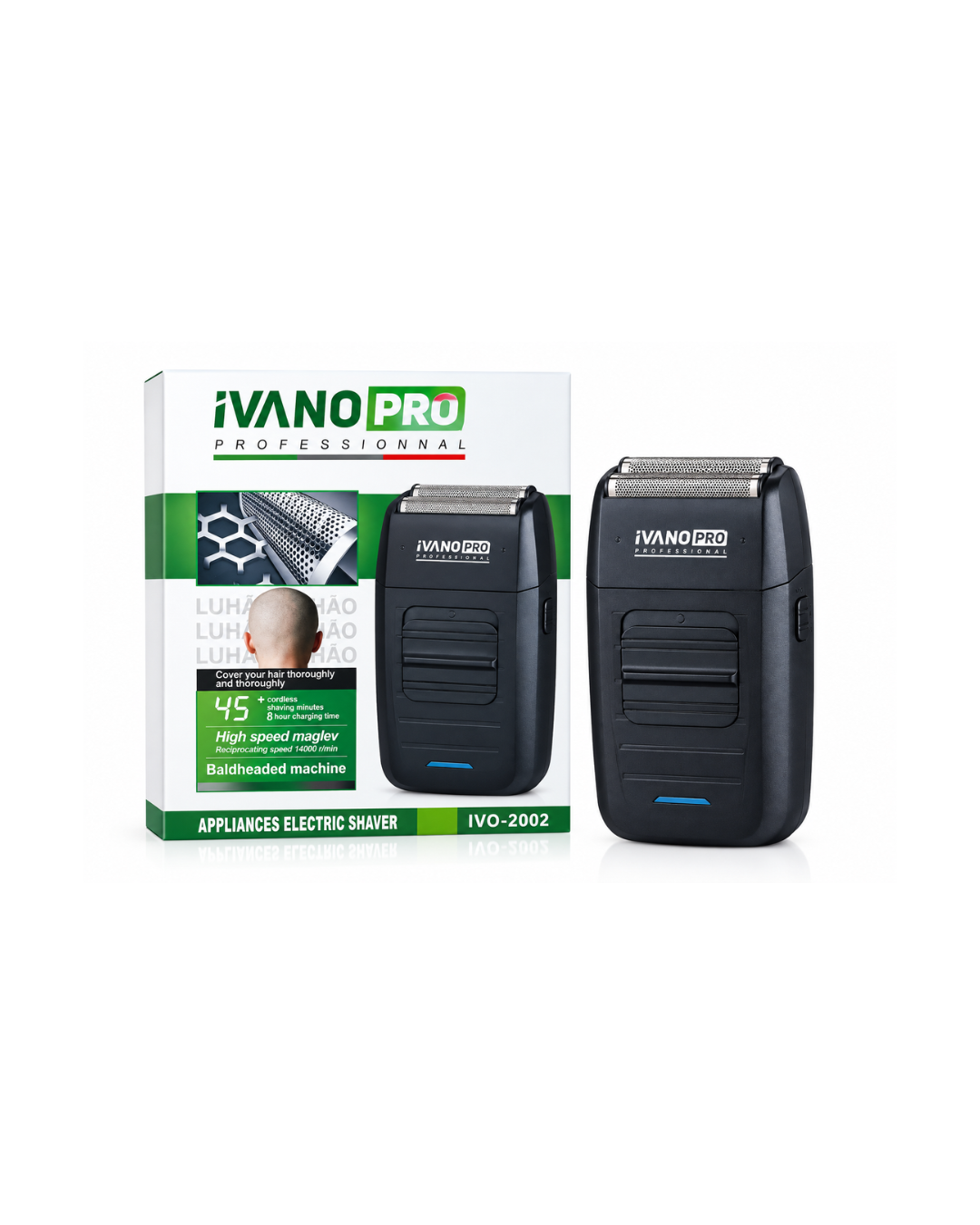 ماكينة حلاقة كهربائية احترافية للتشطيب النهائي IVANO PRO (IVO-2002) – بشفرات مزدوجة، مثالية لحلاقة الرأس واللحية