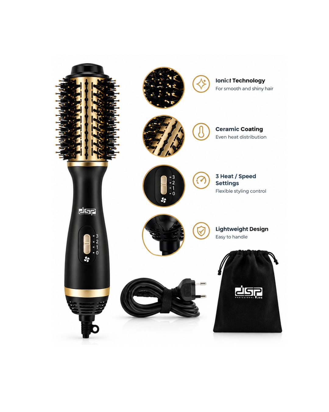 DSP Professional 1000W Hot Air Brush – Ionic Technology & Ceramic Coating