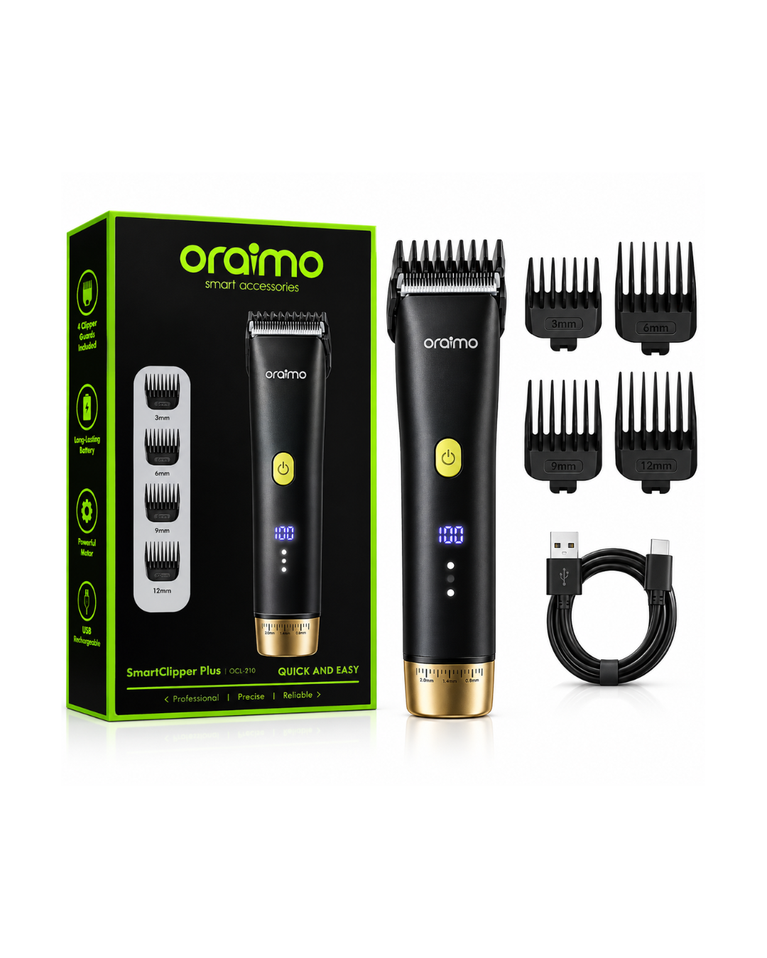 ماكينة حلاقة الشعر Oraimo SmartClipper Plus – شاشة LED رقمية وقرص تحكم دقيق