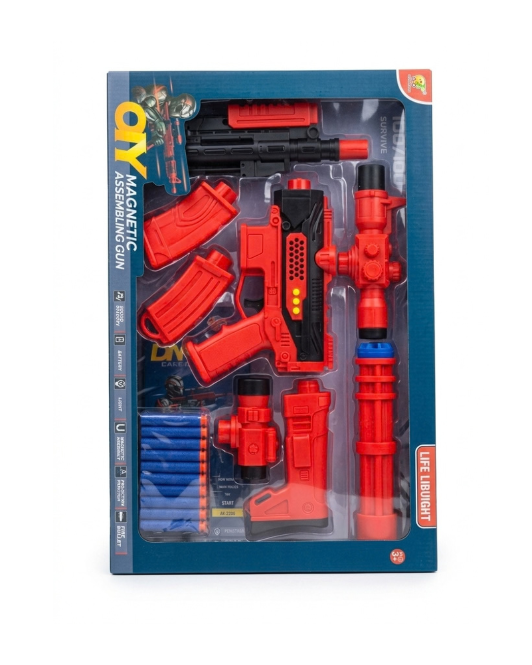 Magnetic Toy Gun to Assemble with Sounds, Lights, and Foam Darts
