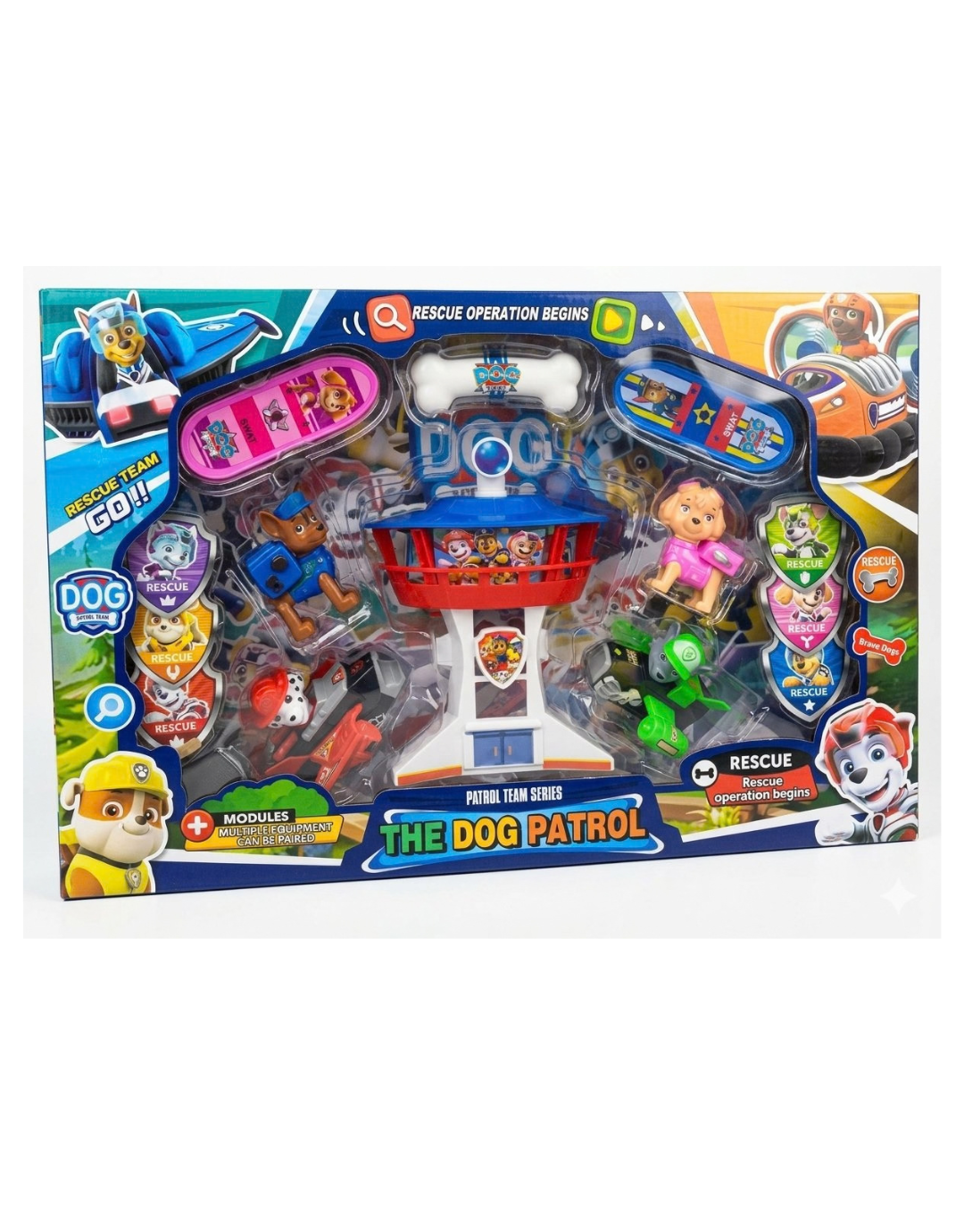 Grand Coffret Tour de Contrôle "The Dog Patrol" avec 4 Figurines